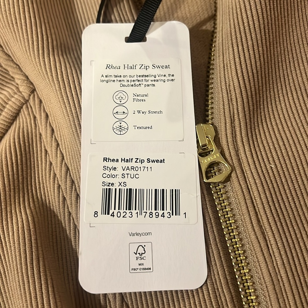 NEW VARLEY rhea half-zip sweat in stucco Sz XS - Picture 10 of 10